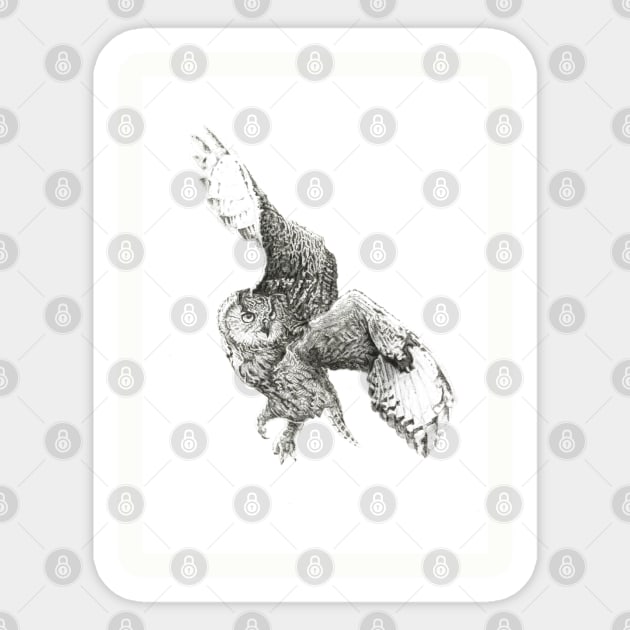 flying owl Sticker by David Dots